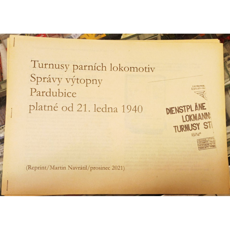Steam locomotive schedules of the Pardubice Locomotive Depot valid from January 21, 1940 (reprint)