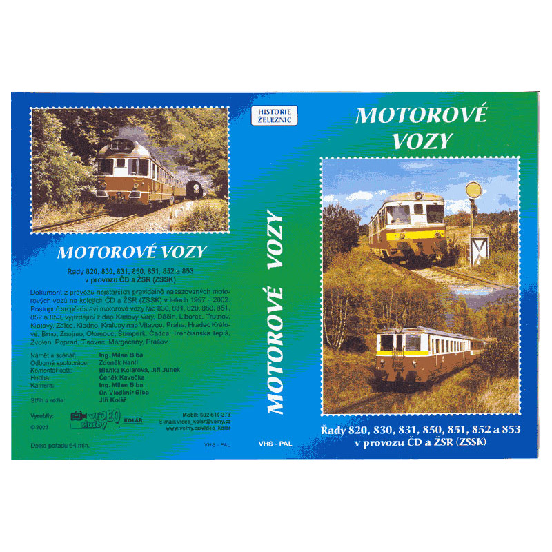 Motor cars 820, 830, 831, 850, 851, 852, 853 in operation with ČD and ČSD 64 min., DVD