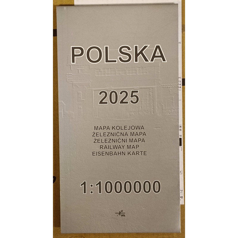 Železniční mapa Polsko 2025 (měřítko 1:1000000), skládací