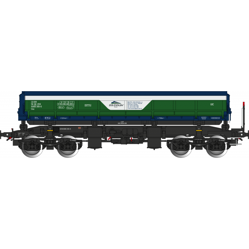 ALBERT MODELL 4-axle dump wagon Uas SK-ZOS ŽOS Zvolen s.r.o., ep.VI, green-blue-white H0