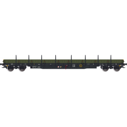 ALBERT MODELL  4-axle flat car Res ČD with stanchions green/black, ep.VI H0