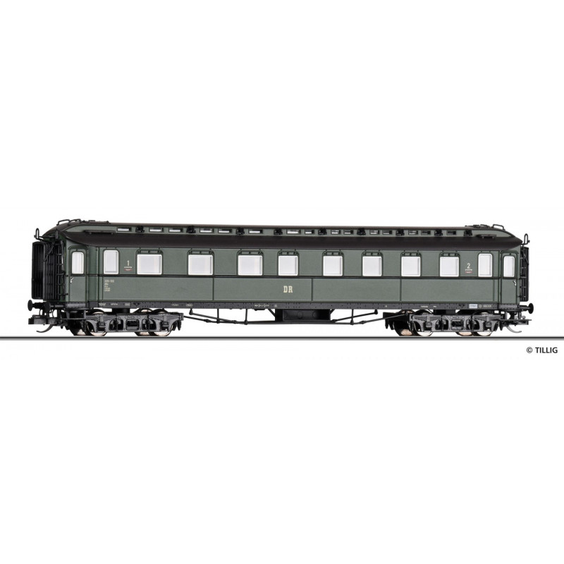 TILLIG  4-axle passenger historical car, 1st and 2nd class AB4ü DR, 3rd ep.   TT