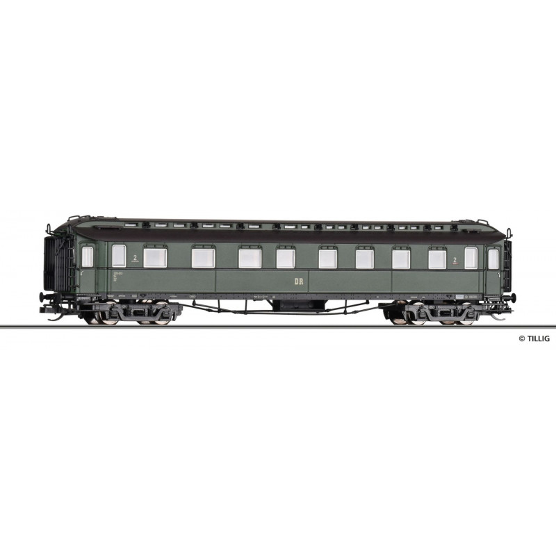 TILLIG  4-axle passenger historical car, 2nd class B4ü DR, 3rd edition   TT