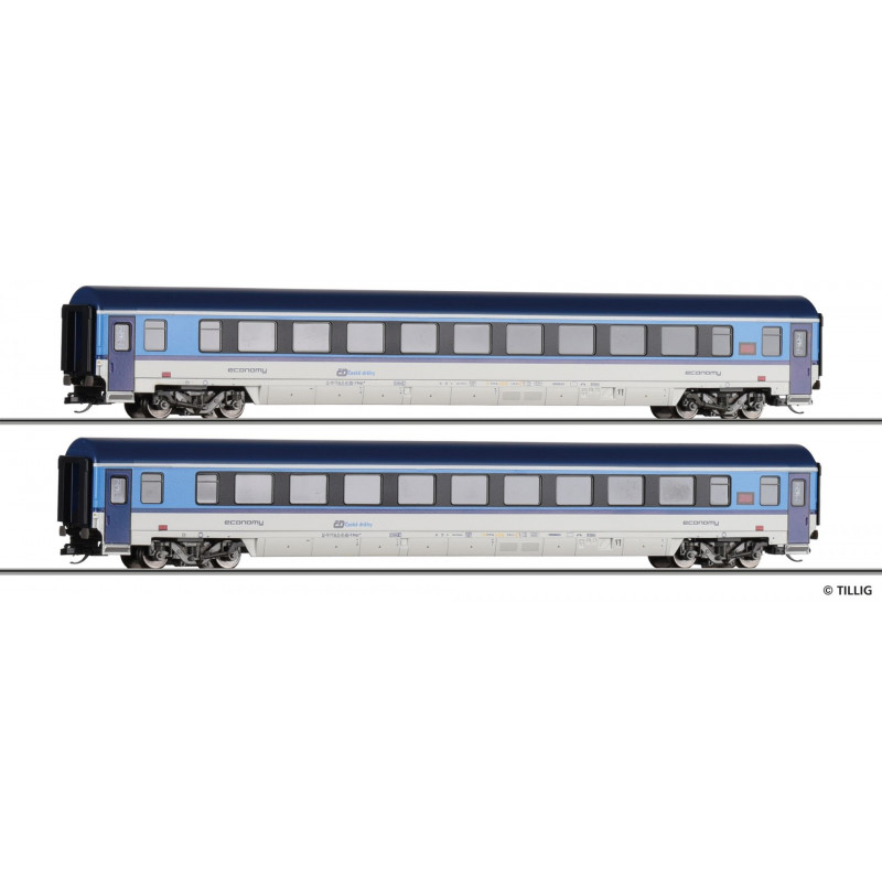 TILLIG  set of 2 pcs. Bpmz 891 ČD 2nd class passenger car (pseudo model), 6th edition  TT