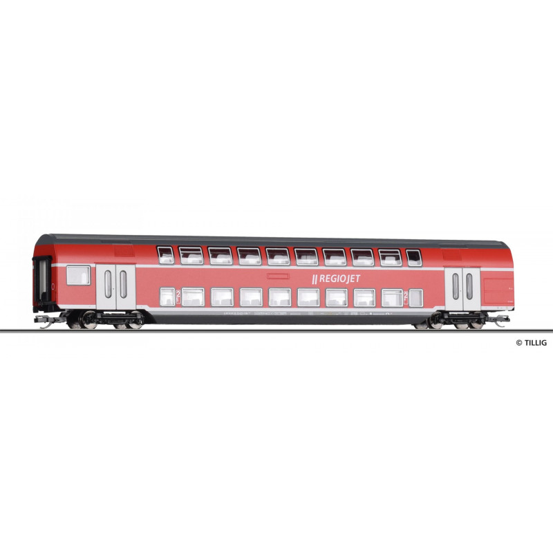 TILLIG 4-axle double-decker 2nd class DBz755 REGIOJET carriage, 6th edition.   TT