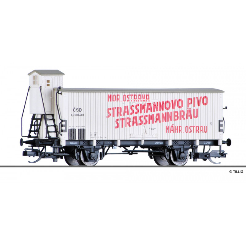 TILLIG  2-axle refrigerated car Lp ČSD "Mor.Ostrava - Strassmanovo pivo" with raised brakeman's cab, 2nd edition  TT