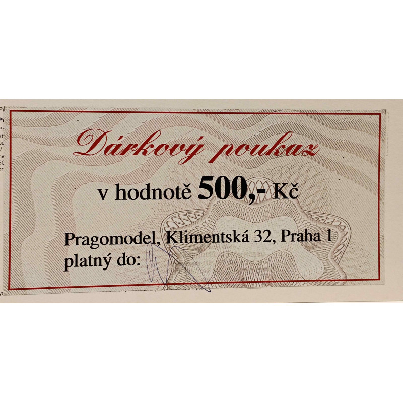 Dárkový poukaz Pragomodel  500,- Kč