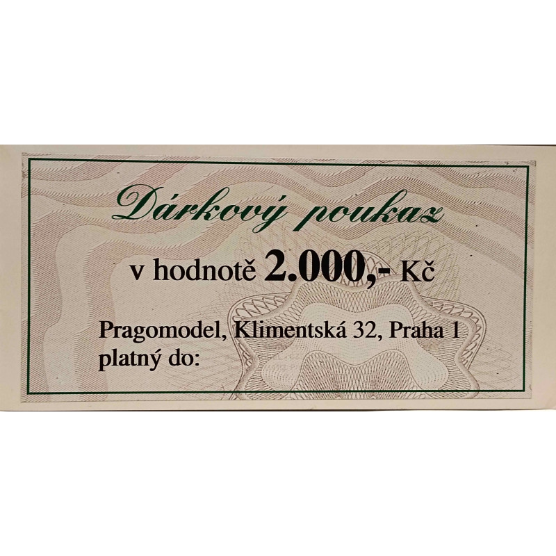 Dárkový poukaz Pragomodel  2000,- Kč
