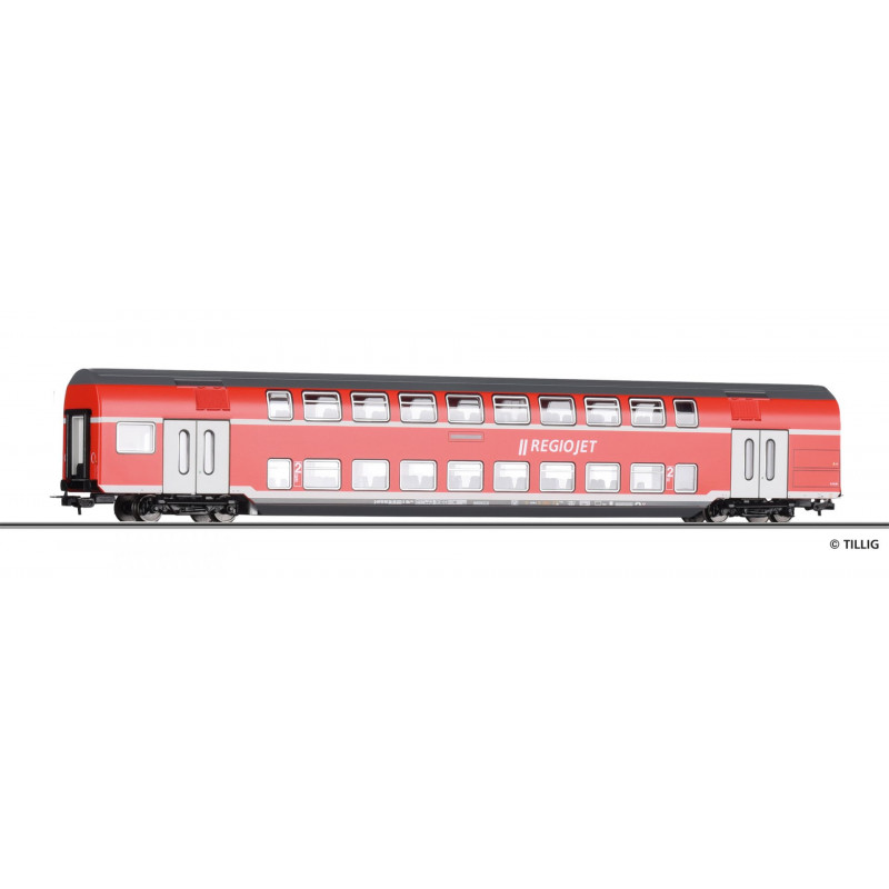 TILLIG 4-axle double-decker 2nd class DBz755 REGIOJET carriage, 6th series  H0
