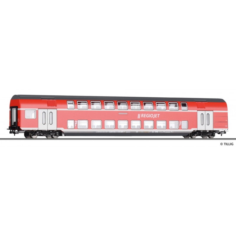 TILLIG 4-axle double-decker 2nd class DBz 750 REGIOJET carriage, 6th edition. H0