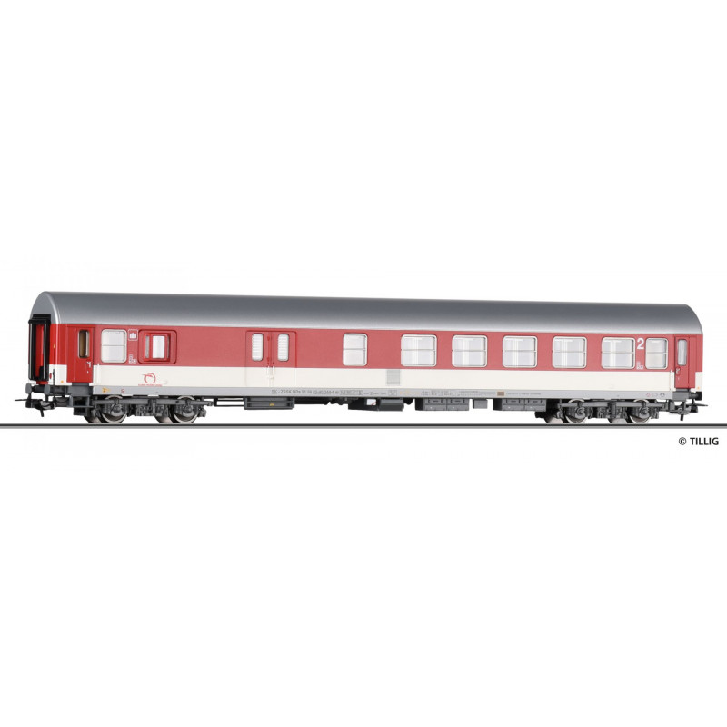 TILLIG 4-axle ZSSK 2nd class passenger car with service compartment, type "Y/B 70", 6th edition.   H0