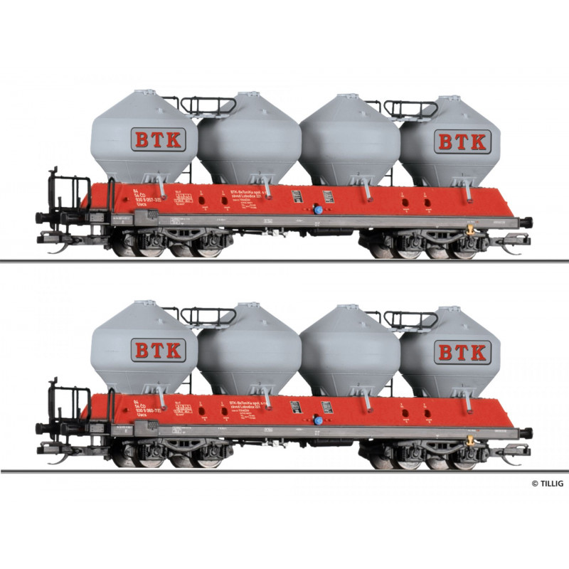 TILLIG  set of 2 pcs 4-axle container wagons Uacs 451.1 BETONIKA  spol. s.r.o. , 5th edition  TT