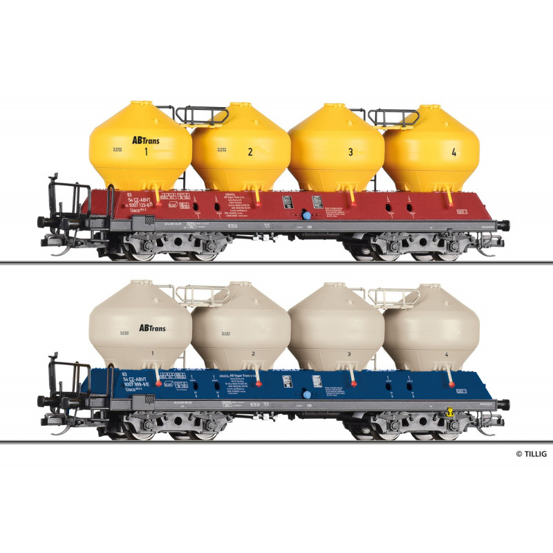 TILLIG  set of 2 pcs 4-axle tank wagons Uacs 451.1 AB Vagon Trans s.r.o. , 6th edition  TT