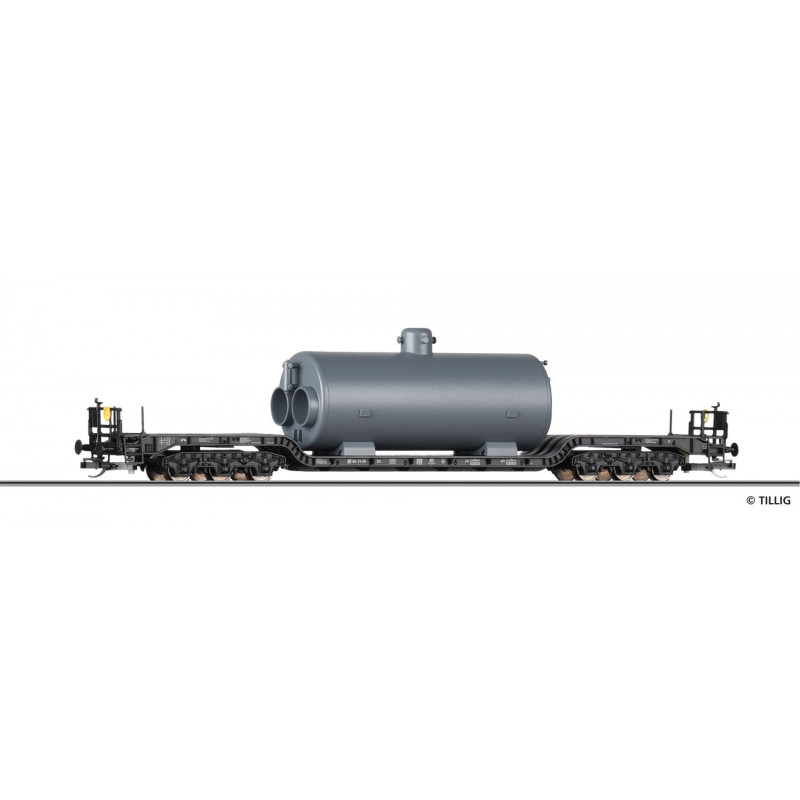 TILLIG 6-axle deep wagon SSt 66 DR loaded with a steam boiler, 4th edition.   TT