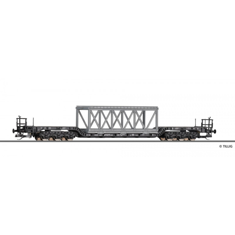 TILLIG  6-axle deep wagon Uaaik 761 DB loaded with a beam, 4th edition TT