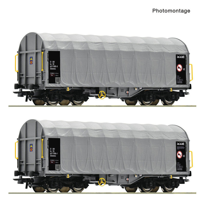 ROCO  set of 2 covered wagons with sliding tarpaulin Shimmns ČD, 5 - 6.ep.   H0