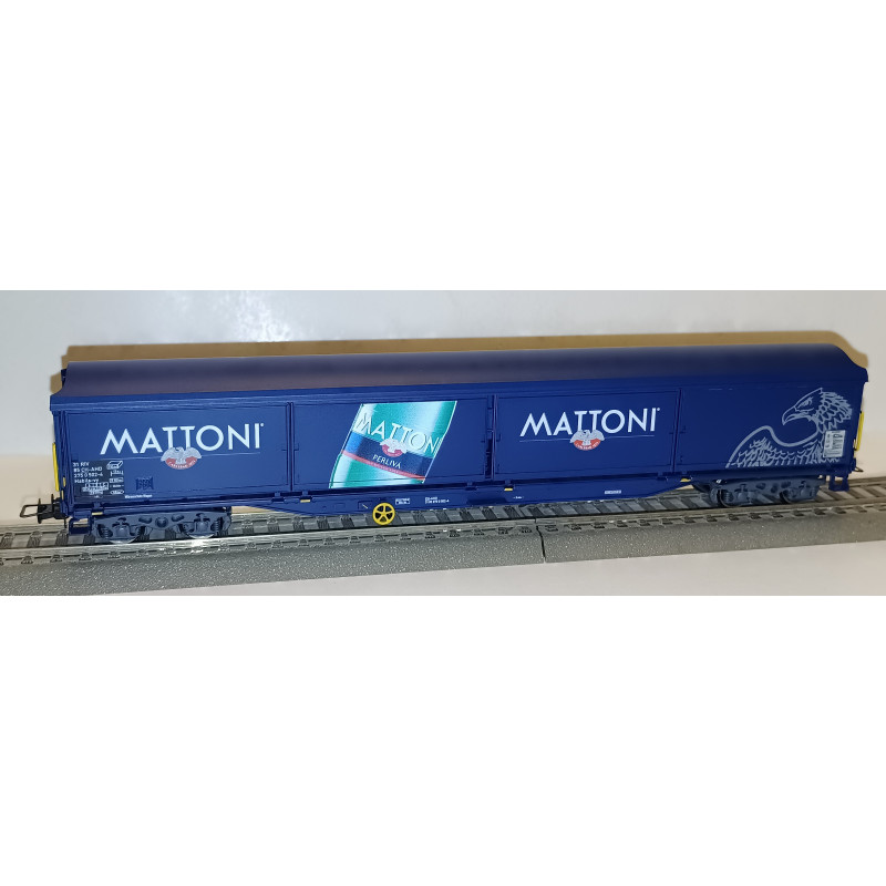 RIVAROSSI  four-axle covered wagon with sliding side panels Habils-vy, "MATTONI," CH-AHD H0