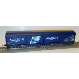RIVAROSSI  four-axle covered wagon with sliding side panels Habils-vy, "MATTONI," CH-AHD H0