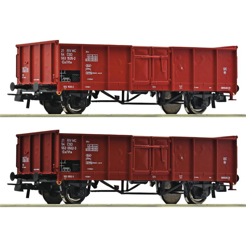 ROCO set of 2 high-sided Es/Vte ČSD freight cars, 4th series, H0