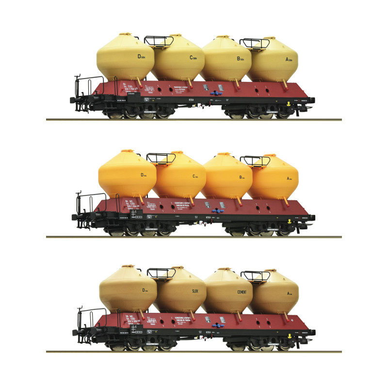 ROCO set of 3 pcs 4-axle tank cars Uacs 455.1 ČSD, 4th series H0