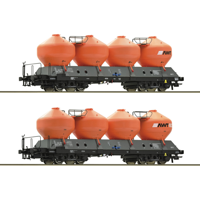 ROCO set of 2 x 4-axle Uacs AWT tank wagons, 6th edition, H0