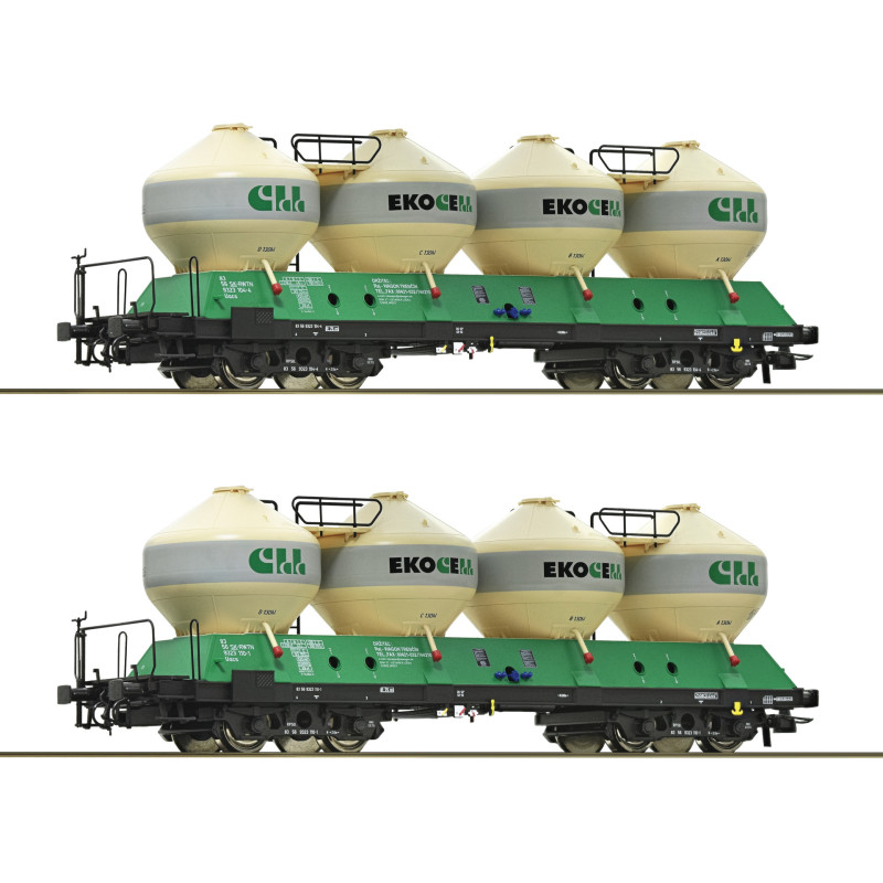 ROCO set of 2 x 4-axle tank wagons Uacs ZSSK "Ekocell", 6th edition, H0