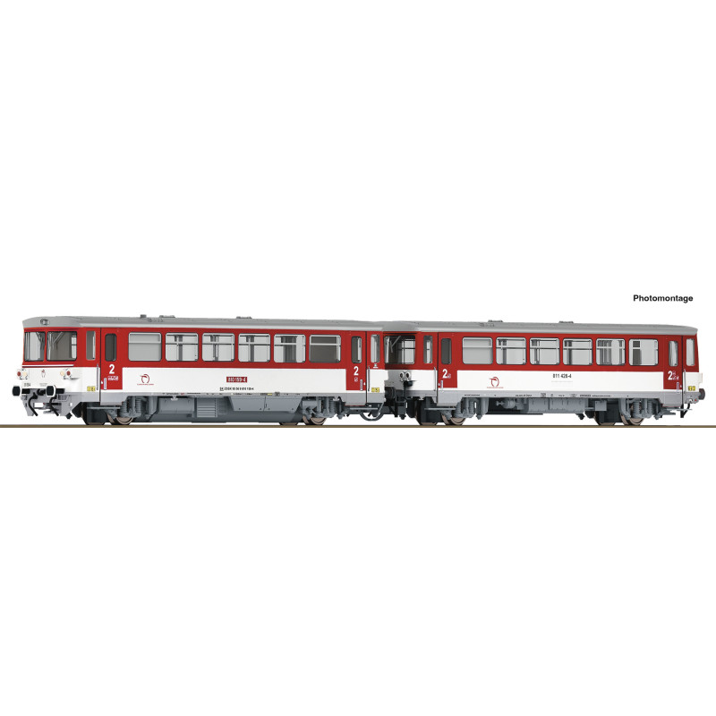 ROCO  motorový vůz 810.159-4 + přípojný vůz 011.426-6 ZSSK "Šukafón, Orchestrión", nátěr "Blonski", analog  TT