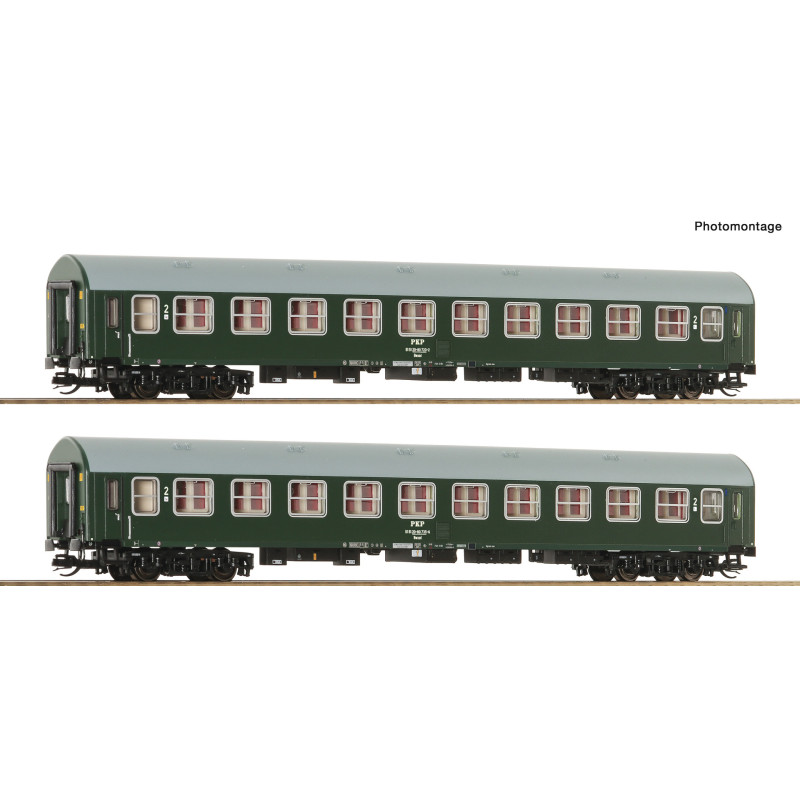 ROCO set of 2 x 4-axle passenger cars type Y/B-70 Bwxzd 2nd class PKP, 4th epoch TT