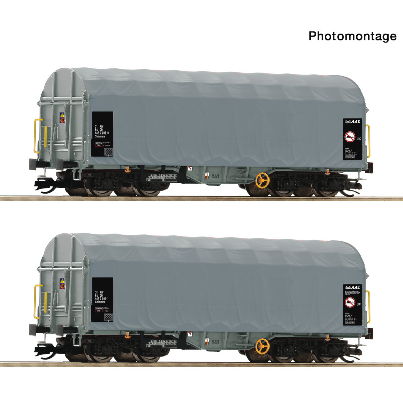 ROCO set of 2 covered wagons with sliding tarpaulin Shimmns ČD, 5th edition.   TT