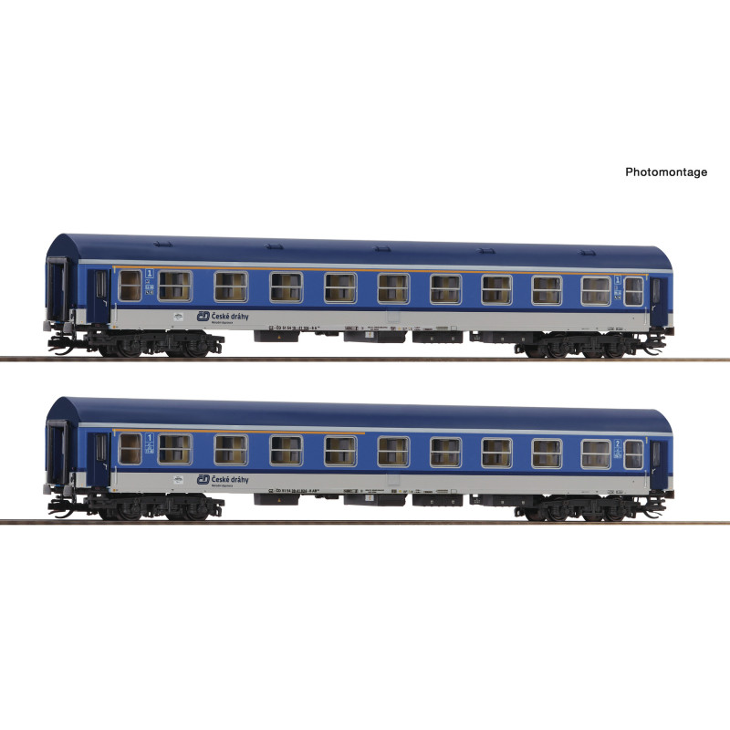 ROCO set of 2 passenger cars, type Y/B-70 A 1st class and AB 1st and 2nd class ČD, paint scheme "Najmrd 2", 6th edition TT