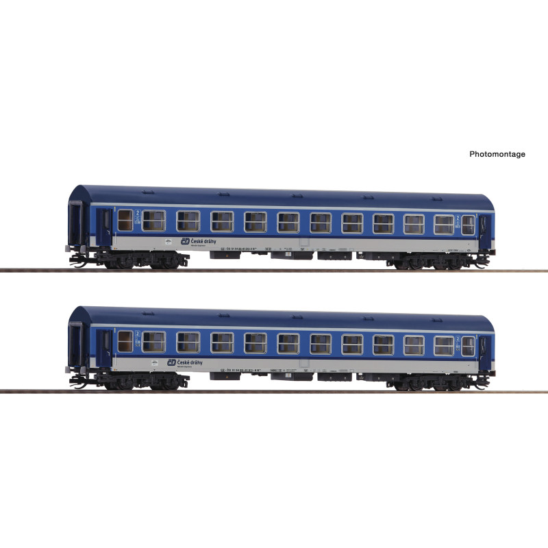 ROCO set of 2 x 4-axle passenger cars type Y/B-70 B 2nd class ČD, paint scheme "Najmrd 2", 6th edition. TT