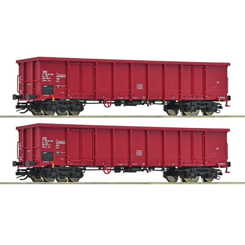 ROCO set of 2 open high-sided Eas-u ČSD wagons, 4th series.   TT