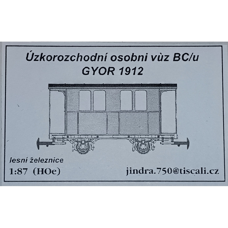 Jindra 2-axle narrow-gauge passenger car BC/u 351 GYOR 1912  H0/e
