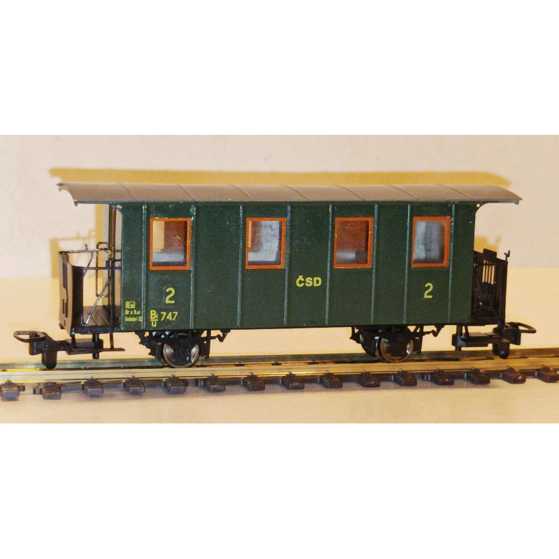 PRAGOMODEL 2-axle 2nd class passenger car Bi/ú 747 ČSD without window vents, ep.III H0/e