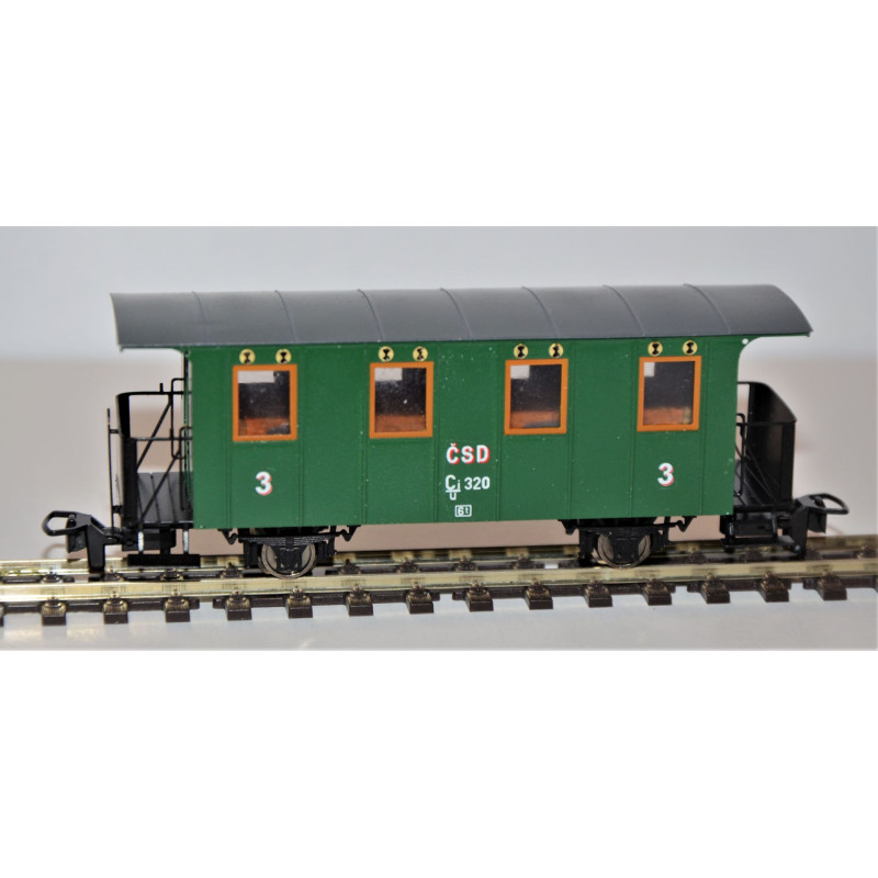 PRAGOMODEL  2-axle 3rd class passenger car Ci/ú ČSD, ep.II - III, 2x round ventilators  H0/e