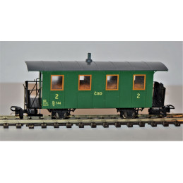 PRAGOMODEL 2-axle 2nd class passenger car Bi/ú 744 ČSD with stoves for operation with diesel locomotives, ep.III  H0/e
