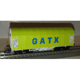 ROCO set of 2 covered wagons with sliding tarpaulin Shimmns GATX, 6th edition. TT