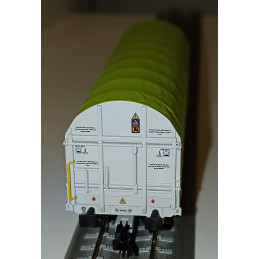 ROCO set of 2 covered wagons with sliding tarpaulin Shimmns GATX, 6th edition. TT