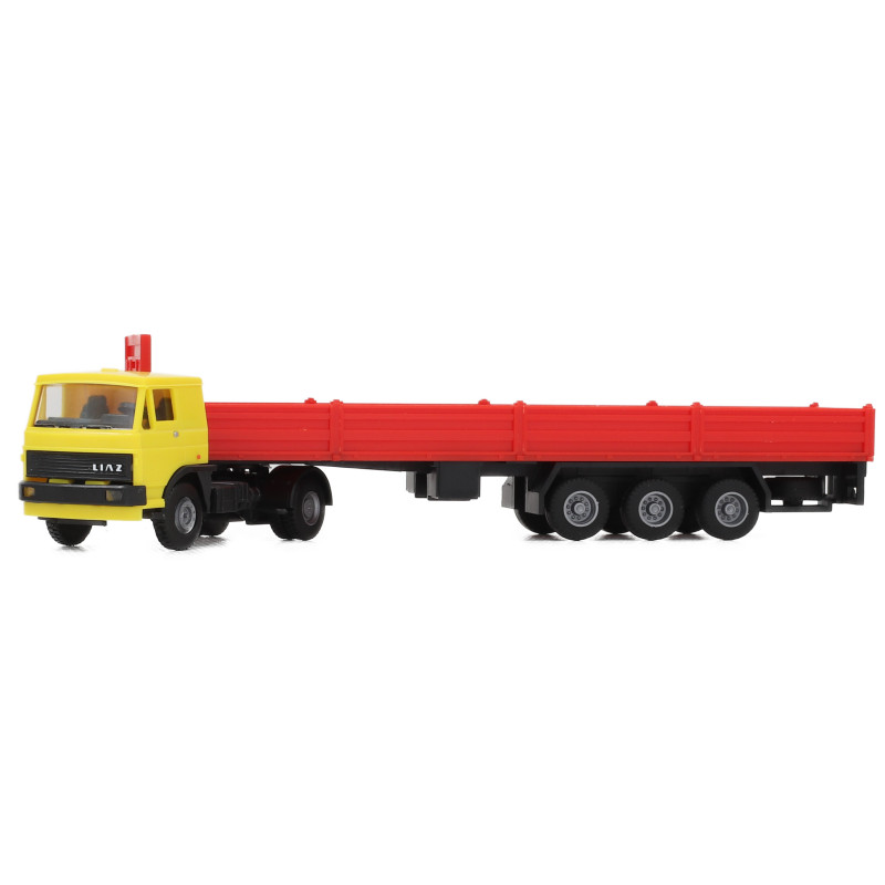 IGRA MODEL   Liaz yellow, red flatbed trailer  H0