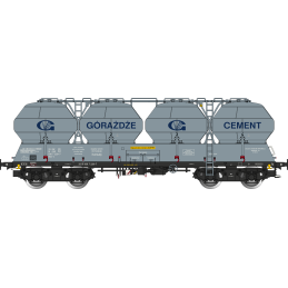 ALBERT MODELL  set of 2 pcs 4-axle container wagon for transporting cement Uacs-x PKP, gray, 4th edition   H0