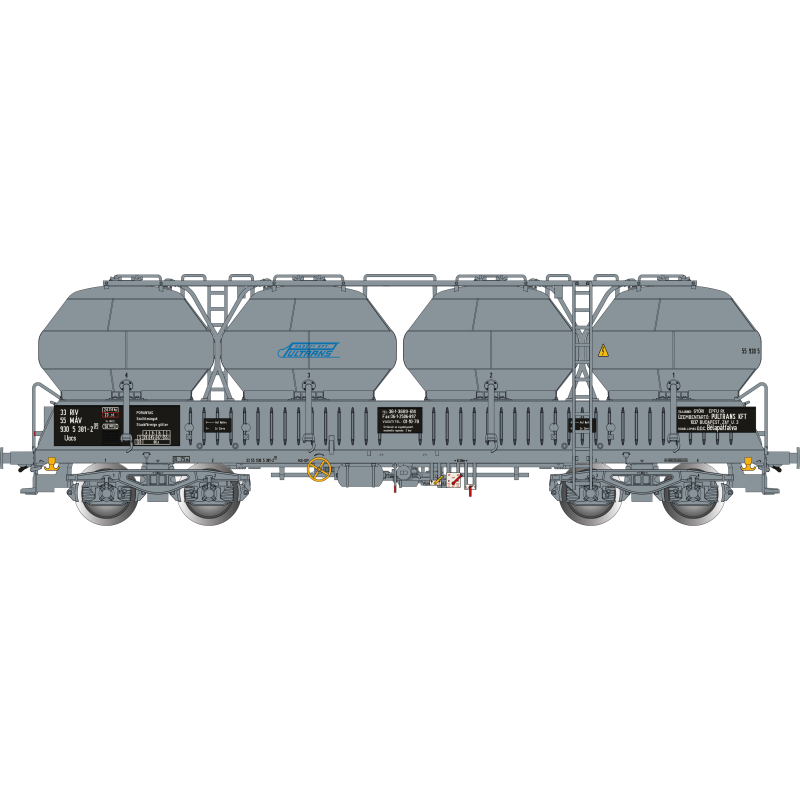 ALBERT MODELL  4-axle container wagon for transporting cement Uacs MÁV (wagon no.: 366-3), gray, 5th edition   H0