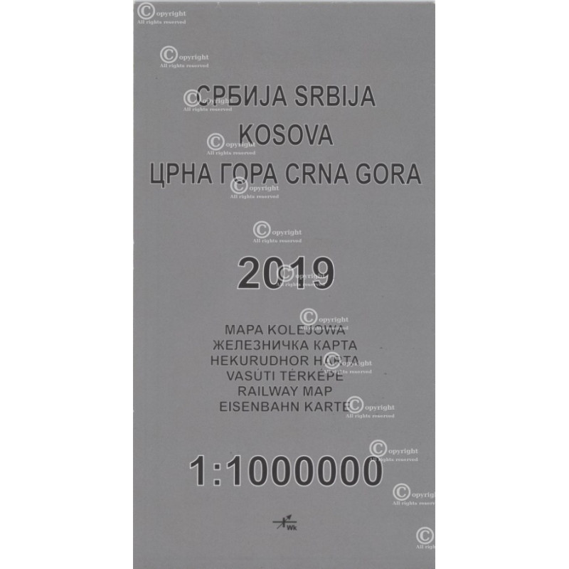 Železniční mapa Srbsko, Černá Hora, Kosovo