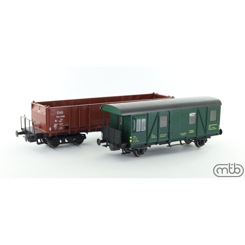MTB Set of 2 cars, 4-axle high-sided Vsa ČSD + 2-axle service car Ds ČSD H0