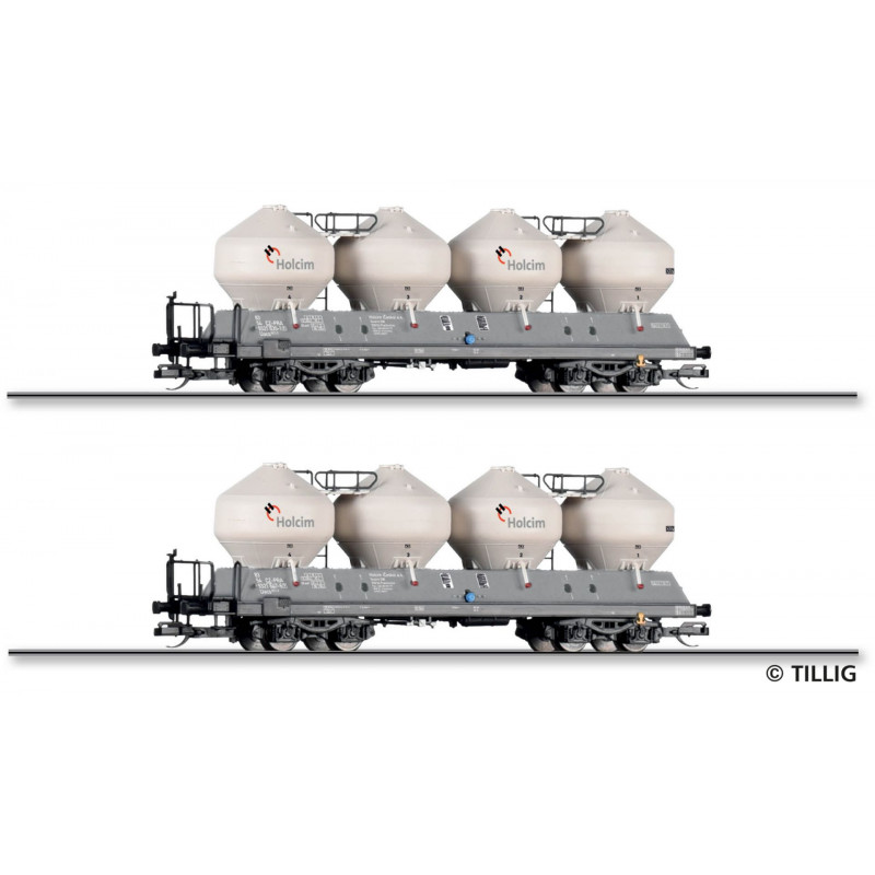 TILLIG  set of 2 pcs 4-axle tank wagons Uacs 451.1 Holcim (Czechia) a.s.,  6th edition   TT