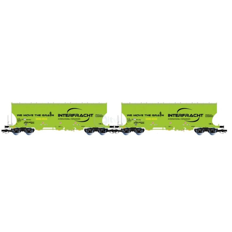 ARNOLD set of 2 four-axle grain transport wagons "CZ-interfracht", green, 6th edition. TT