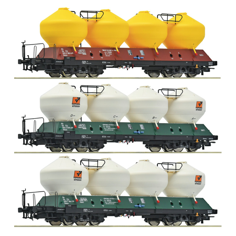 ROCO set of 3 pcs 4-axle container wagons Uacs ČD, 6th edition, H0