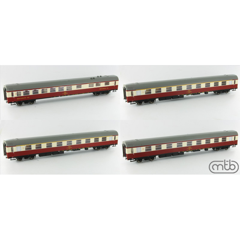 MTB Set "Vindobona" cars: 2x Aam 1st class, 1x Bram restaurant car, 1x Bam 2nd class, 4.ep. H0