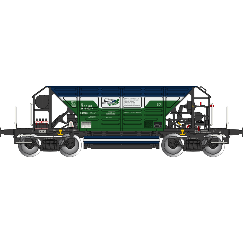 ALBERT MODELL 4-axle dump car Faccpp SK-ZOS, 6th edition, blue/green H0