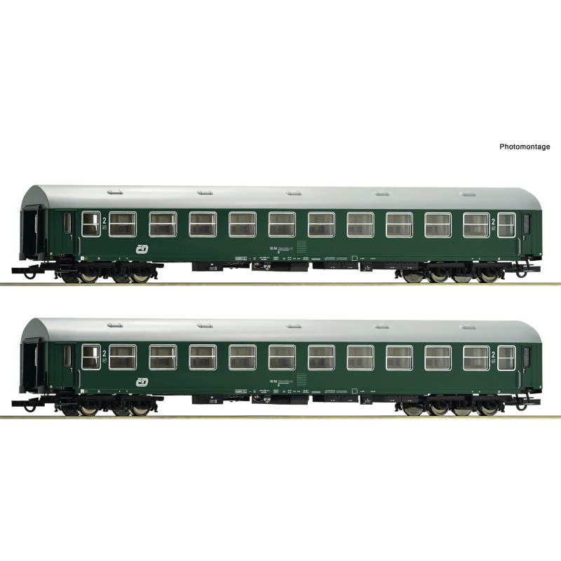 ROCO set of 2 pcs. 4-axle passenger car type Y/B-70 B 2nd class ČD, 5th edition  H0