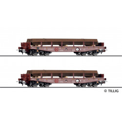 TILLIG  set 2 ks 4nápr. plošinových vozů Rmms 662 TSS Cargo a.s. (CZ) ložených nákladem ocelových profilů, 6.ep.  H0